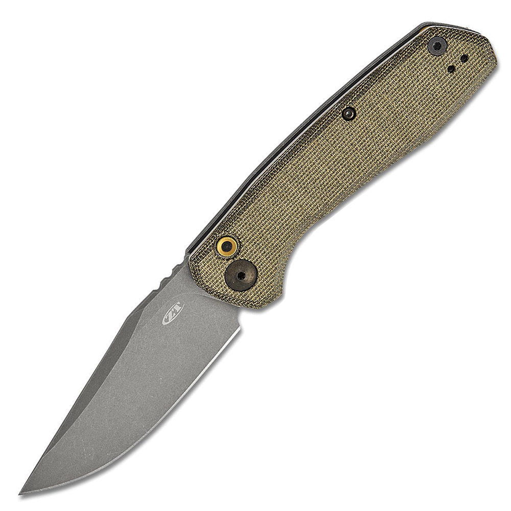Zero Tolerance 0512OL AUTO CPM-CruWear Gray Stonewashed Olive Canvas Micarta and Titanium Handles 1