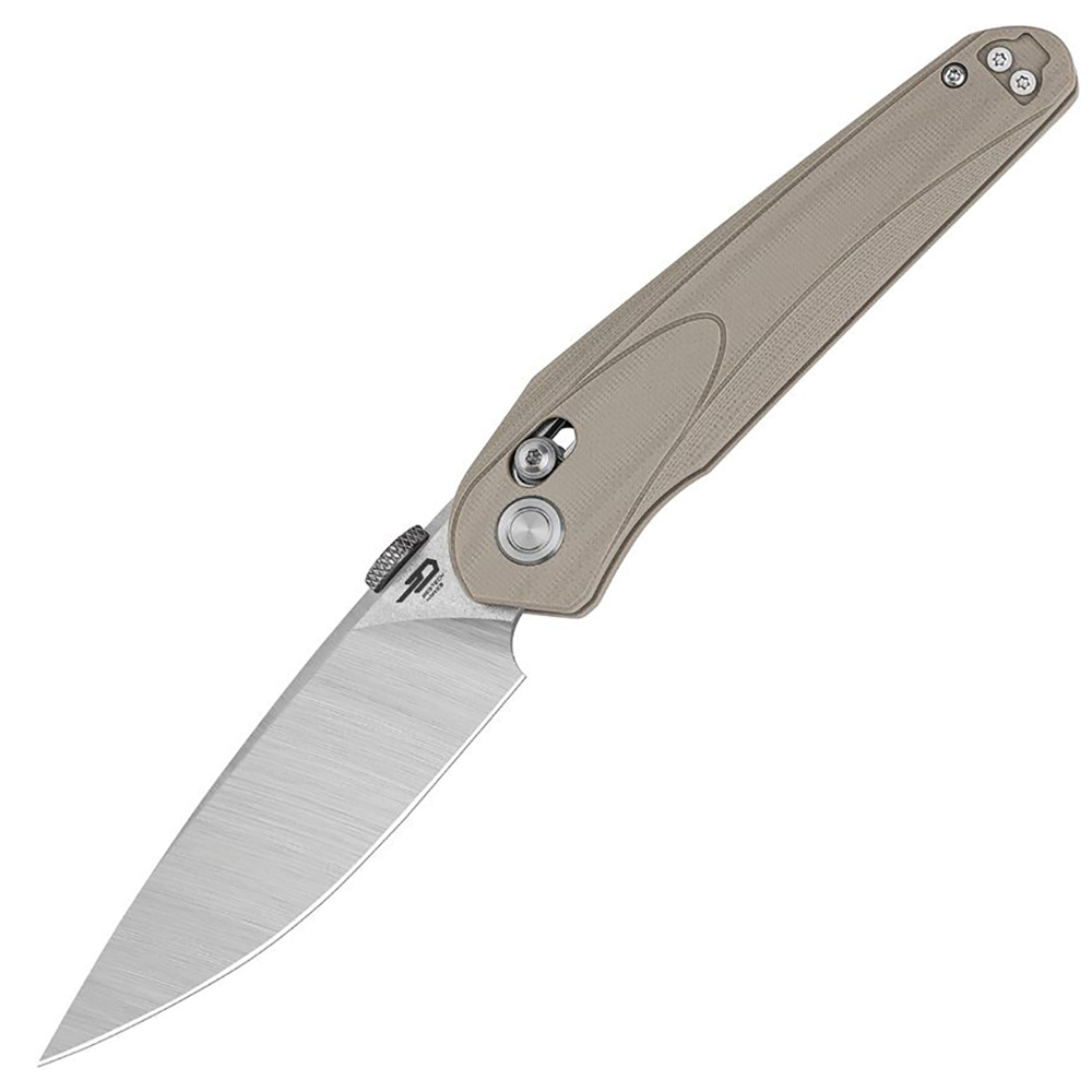 Bestech Knives Mothus 14C28N Satin Drop Point Tan G10 BG67B 1