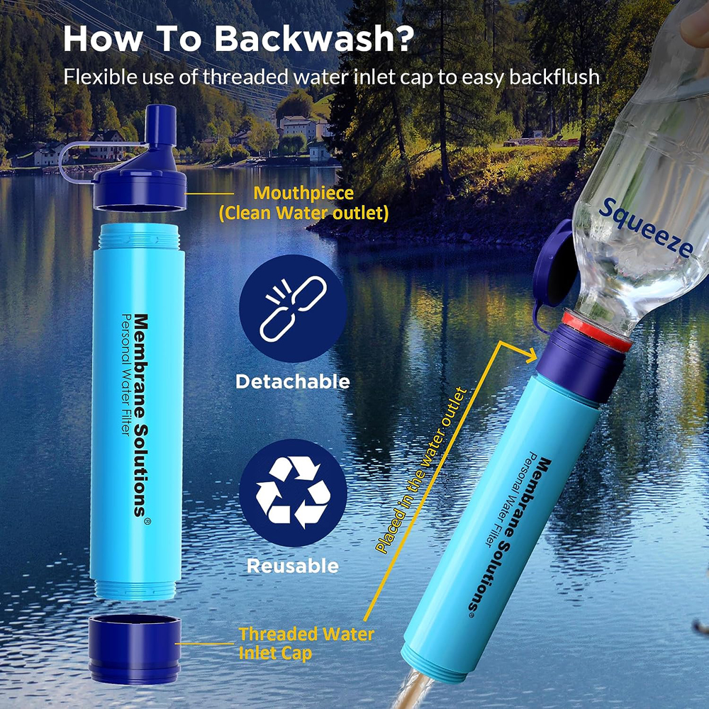 Water Filter Straw with Case for Water Purification Membrane Solutions Water Filter Straw Blue with Case 11