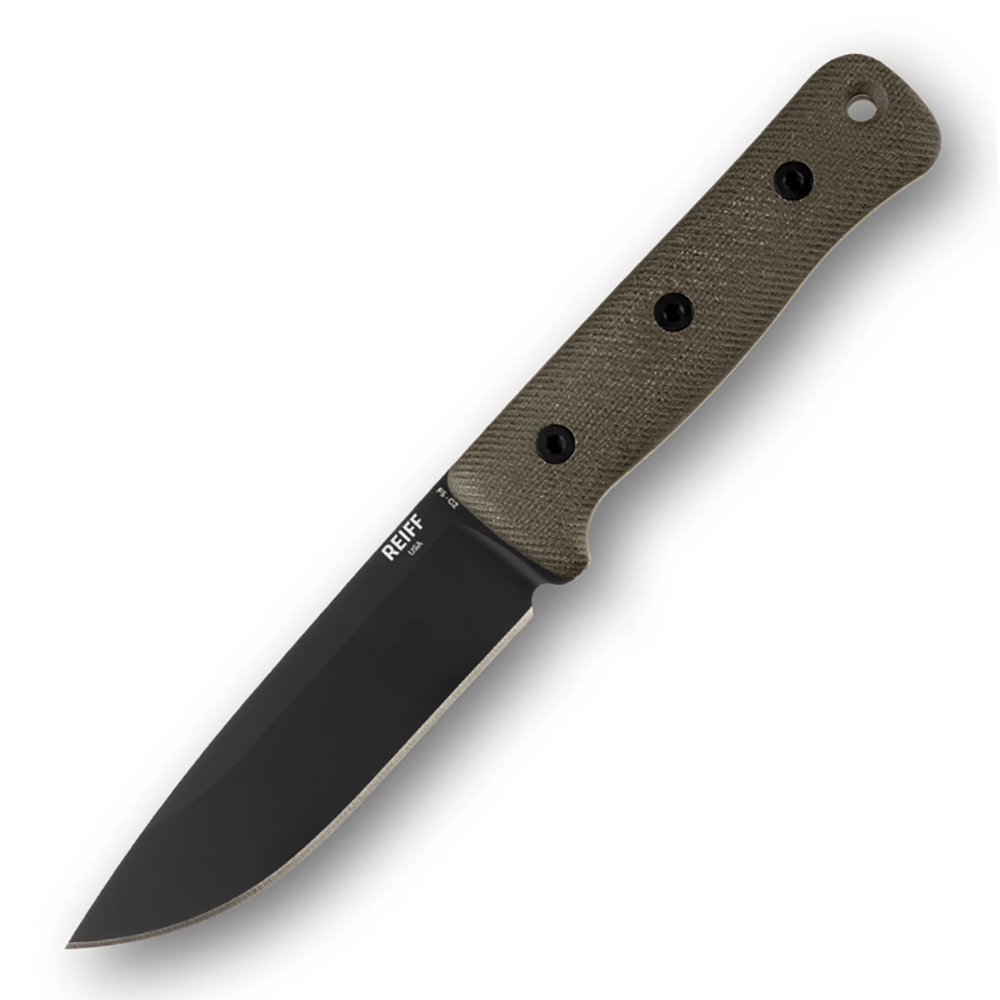 Reiff Knives F5 GEN2 Field Survival Knife CPM MagnaCut Black DLC Green Canvas Micarta 1