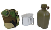 Mil-Tec Woodland Camouflage Plastic Canteen with Aluminum Cup and Cover