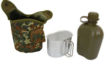Mil-Tec Flecktarn Camouflage Plastic Canteen with Aluminum Cup and Cover