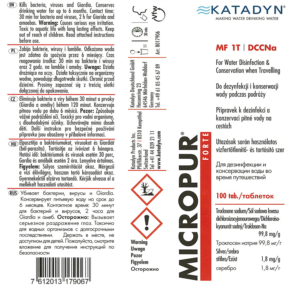 Katadyn Micropur Forte MF 1T Water Purification Tablets 100 pcs. 1