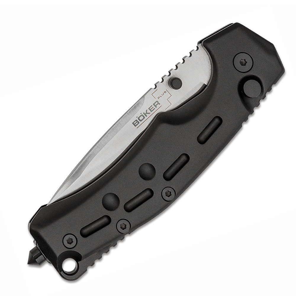 Boker Plus Thunder Storm AUS-8 Satin Blade Black Aluminum Handles Button Lock 01BO790 2