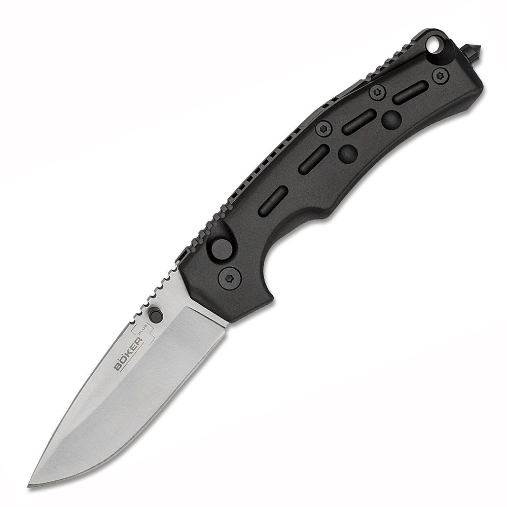 Boker Plus Thunder Storm AUS-8 Satin Blade Black Aluminum Handles Button Lock 01BO790 1